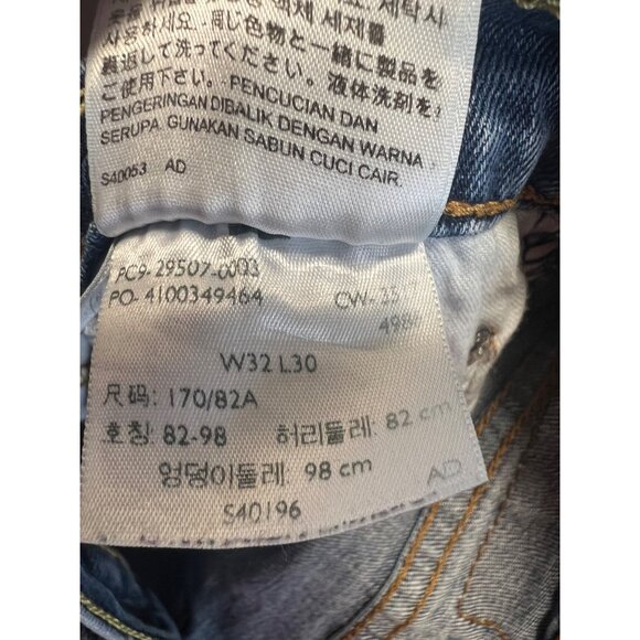 Levis Mens 501 Original Fit Straight Leg Jeans W32 L30 Mid Blue Denim - Picture 3 of 6